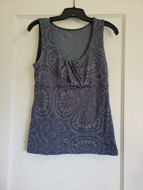 Patagonia Women Gray Printed Draped Scoop Neck Tank top